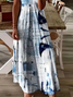 Damen Abstrakt Kurzarm Sommer Print Kleid V-Ausschnitt Täglich Lässig Maxikleid X-Linie Kleid