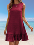 Damen Unifarben Ärmellos Sommer Gerafft Kleid Rundhals Täglich Lässig Mini Tanktop A-Linien-Kleid