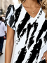 Damen Abstrakt Kurzarm T-Shirts T-Shirt V-Ausschnitt Print Lässig Sommer T-Shirt mit Grafik Oberteile