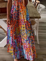 Damen Abstrakt Kurzarm Sommer Print Kleid V-Ausschnitt Täglich Lässig Maxikleid X-Linie Kleid
