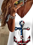 Damen Anker Kurzarm T-Shirts T-Shirt V-Ausschnitt Print Lässig Sommer T-Shirt mit Grafik Oberteile