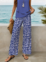Damen Geblümt Zweiteiliges Set Täglich Ärmellos Lässig Sommer Bluse mit Hose Matching Set