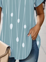 Damen Gestreift Kurzarm T-Shirts T-Shirt V-Ausschnitt Print Lässig Sommer T-Shirt mit Grafik Oberteile