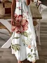Damen Geblümt Ärmellos Sommer Print Kleid V-Ausschnitt Täglich Lässig Maxikleid Unterhose Kleid X-Linie Kleid