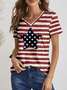 Damen Stern Kurzarm T-Shirts T-Shirt V-Ausschnitt Print Lässig Sommer T-Shirt mit Grafik Oberteile