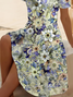 Damen Geblümt Kurzarm Sommer Print Kleid V-Ausschnitt Täglich Lässig Midi Passen & Flare Kleid A-Linien-Kleid