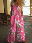 Damen Geblümt Rundhals Ärmellos Lässig Sommer Jumpsuit
