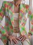 Damen Geometrisch Frühling/Herbst Oberbekleidung Retro Print Langarm Regelmäßig Blazer