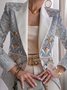 Damen Geometrisch Frühling/Herbst Oberbekleidung Retro Print Langarm Regelmäßig Blazer