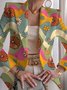 Damen Geometrisch Frühling/Herbst Oberbekleidung Retro Print Langarm Regelmäßig Blazer