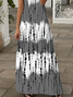 Damen abstrakte Streifen Kurzarm Sommer Print Kleid V-Ausschnitt Täglich Lässig Maxikleid X-Linie Kleid