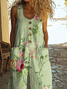 Damen Geblümt Rundhals Ärmellos Lässig Sommer Jumpsuit