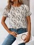 Damen abstrakte Streifen Kurzarm T-Shirts T-Shirt Rundhals Print Lässig Sommer T-Shirt mit Grafik Oberteile