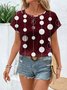 Damen Polka Dots Kurzarm T-Shirts T-Shirt Rundhals Print Lässig Sommer T-Shirt mit Grafik Oberteile