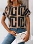 Damen Geometrisch Kurzarm T-Shirts T-Shirt Rundhals Print Lässig Sommer T-Shirt mit Grafik Oberteile