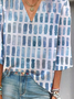 Damen Geometrisch Dreiviertelärmel Bluse Frühling/Herbst Print V-Ausschnitt Täglich Lässig Oberteile