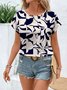 Damen Geometrisch Kurzarm T-Shirts T-Shirt Rundhals Print Lässig Sommer T-Shirt mit Grafik Oberteile