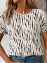 Damen abstrakte Streifen Kurzarm T-Shirts T-Shirt Rundhals Print Lässig Sommer T-Shirt mit Grafik Oberteile