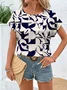 Damen Geometrisch Kurzarm T-Shirts T-Shirt Rundhals Print Lässig Sommer T-Shirt mit Grafik Oberteile