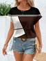 Damen Gestreift Kurzarm T-Shirts T-Shirt Rundhals Print Lässig Sommer T-Shirt mit Grafik Oberteile
