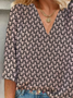 Damen Geometrisch Dreiviertelärmel Bluse Frühling/Herbst Print V-Ausschnitt Täglich Lässig Oberteile