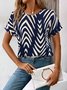 Damen Gestreift Kurzarm T-Shirts T-Shirt Rundhals Print Lässig Sommer T-Shirt mit Grafik Oberteile