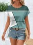 Damen Gestreift Kurzarm T-Shirts T-Shirt Rundhals Print Lässig Sommer T-Shirt mit Grafik Oberteile