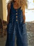 Damen Geometrisch Rundhals Ärmellos Lässig Sommer Jumpsuit