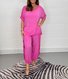 Damen Unifarben Zweiteiliges Set Täglich Halbarm Retro Sommer Bluse mit Hose Matching Set