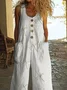 Damen Libelle Rundhals Ärmellos Lässig Sommer Jumpsuit