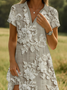 Damen Geblümt Kurzarm Sommer Print Kleid Schalkragen Täglich Lässig Knielänge A-Linien-Kleid