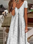 Damen Polka Dots Kurzarm Sommer Print Kleid V-Ausschnitt Täglich Lässig Maxikleid X-Linie Kleid