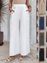 Damen Unifarben Lang Elastische Taille Hose Lässig Frühling/Herbst Hose