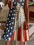 Damen Tag der Unabhängigkeit (Flagge) Kurzarm Sommer Print Kleid V-Ausschnitt Täglich Lässig Midi Klassisch A-Linien-Kleid