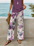 Damen Geblümt Print Zweiteiliges Set Täglich Ärmellos Lässig Sommer Bluse mit Hose Matching Set