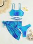 Batik Bikini Badeanzug Damen Farbverlauf Farbe Mesh Rock Split Bikini Badeanzug Dreiteilig Set