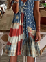 Damen Tag der Unabhängigkeit (Flagge) Kurzarm Sommer Print Kleid V-Ausschnitt Täglich Lässig Midi Klassisch A-Linien-Kleid