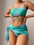 Batik Bikini Badeanzug Damen Farbverlauf Farbe Mesh Rock Split Bikini Badeanzug Dreiteilig Set