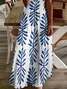 Damen Geblümt Kurzarm Sommer Print Kleid V-Ausschnitt Täglich Lässig Maxikleid X-Linie Kleid