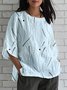 Damen Gestreift Halbarm Bluse Sommer Rundhals Täglich Retro Oberteile