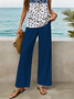 Damen Geblümt Print Zweiteiliges Set Täglich Ärmellos Lässig Sommer Bluse mit Hose Matching Set