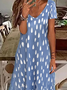 Damen Geblümt Kurzarm Sommer Print Kleid V-Ausschnitt Täglich Lässig Maxikleid X-Linie Kleid