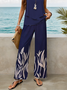 Damen Geblümt Print Zweiteiliges Set Täglich Ärmellos Lässig Sommer Bluse mit Hose Matching Set