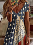 Damen Tag der Unabhängigkeit (Flagge) Kurzarm Sommer Print Kleid V-Ausschnitt Täglich Lässig Midi Klassisch A-Linien-Kleid