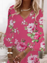 Damen Geblümt Halbarm Sommer Print Kleid V-Ausschnitt Täglich Lässig Maxikleid H-Linie Kleid