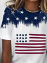 Damen Tag der Unabhängigkeit (Flagge) Kurzarm T-Shirts T-Shirt Rundhals Print Lässig Sommer T-Shirt mit Grafik Oberteile