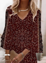 Damen Geblümt Halbarm Sommer Print Kleid V-Ausschnitt Täglich Lässig Maxikleid H-Linie Kleid