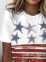 Damen Stern Kurzarm T-Shirts T-Shirt Rundhals Print Lässig Sommer T-Shirt mit Grafik Oberteile