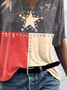 Damen Stern Kurzarm T-Shirts T-Shirt V-Ausschnitt Print Lässig Sommer T-Shirt mit Grafik Oberteile