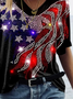 Damen Tag der Unabhängigkeit (Flagge) Kurzarm T-Shirts T-Shirt V-Ausschnitt Print Lässig Sommer T-Shirt mit Grafik Oberteile